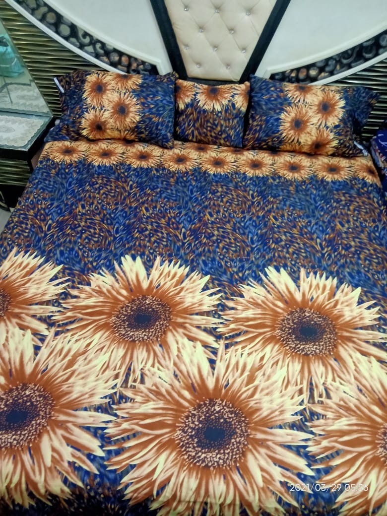 Asian Fabrics | King size crystal cotton 3D Bedsheet