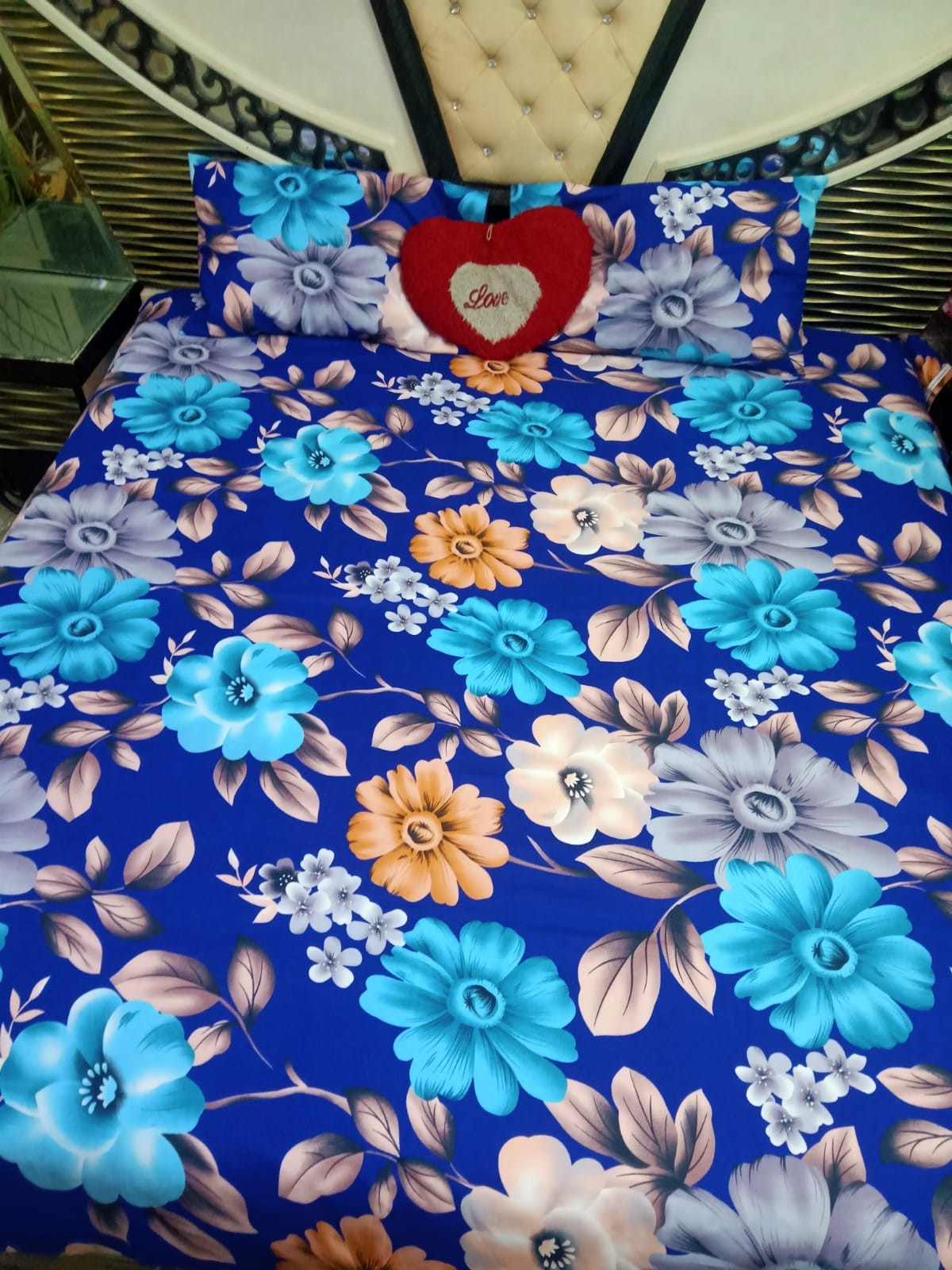 Asian Fabrics | King size crystal cotton 3D Bedsheet