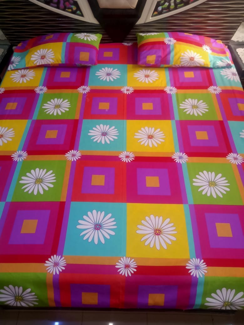 Asian Fabrics | King size crystal cotton 3D Bedsheet