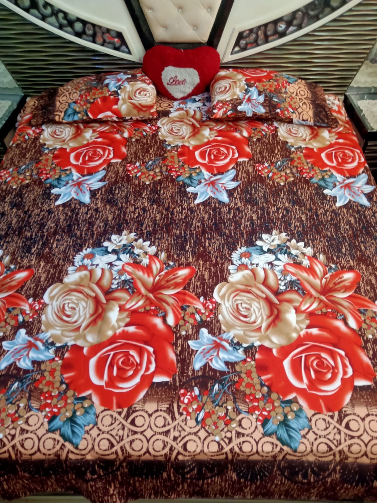 Asian Fabrics | King size crystal cotton 3D Bedsheet