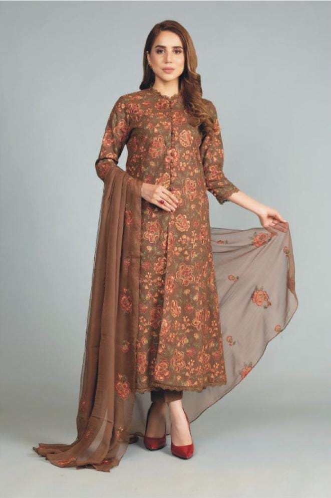 AsianTrends || Women's 3 pieces heavy thread embroidery suit